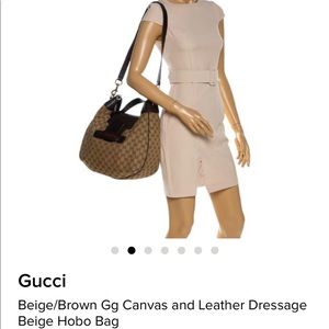 Gucci Beige/Brown GG Canvas and Leather Dressage Hobo Bag